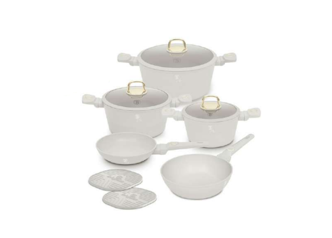 Cookware Set Gray / Gold / Transparent 10pcs