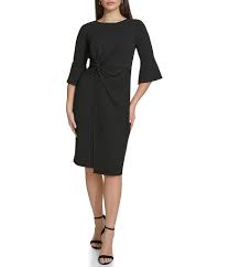Dress Faux Wrap Skirt Sheath Black - Siena