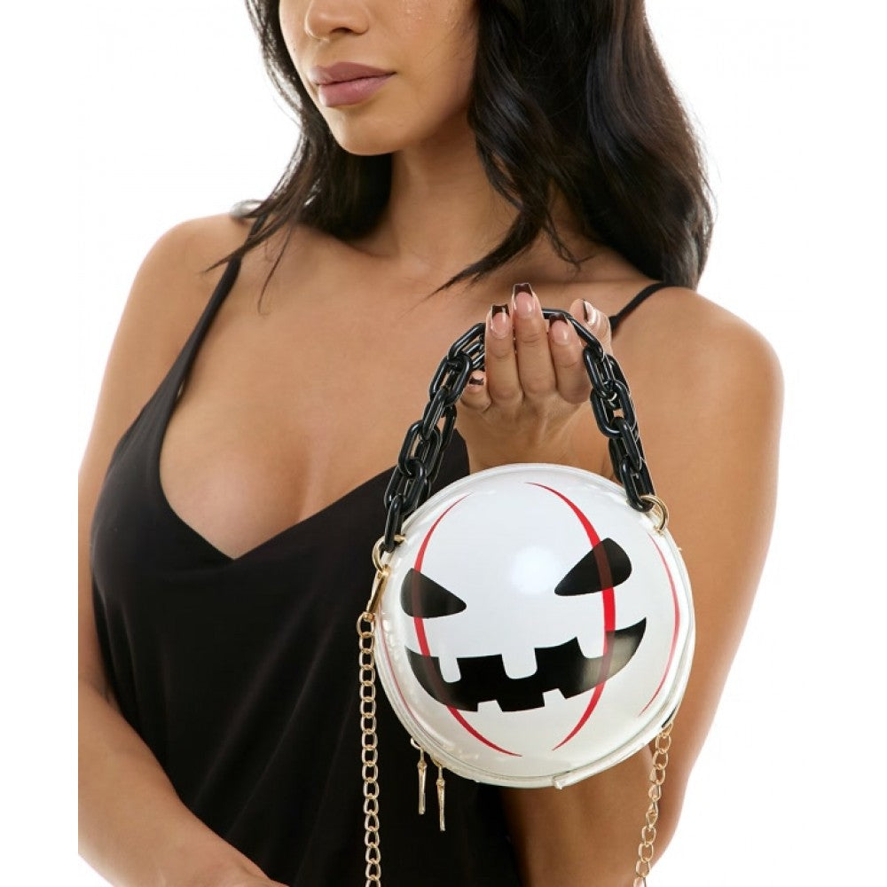 White Evil Pumpkin Chain Purse