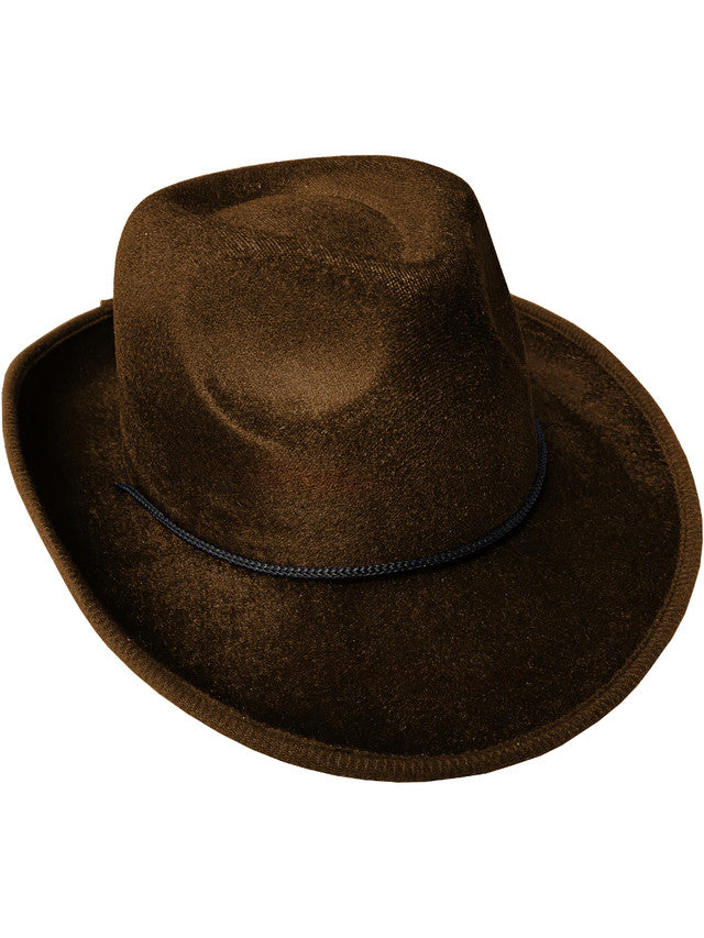 Adult's Brown Velvet Gangster Cowboy Hat