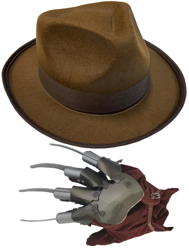 Nightmare Creep Fright Glove And Fedora Costume Accessory Set