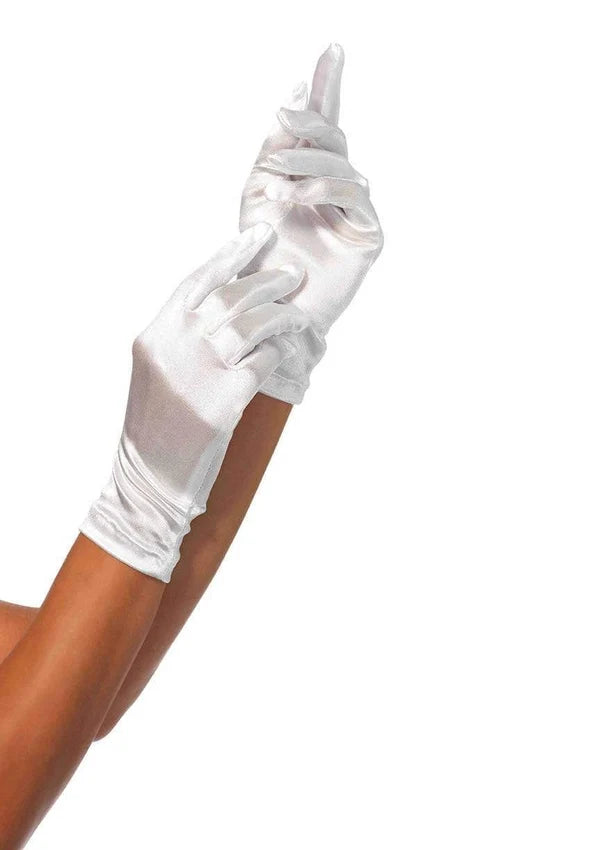 Satin Wrist Length Costume Gloves White