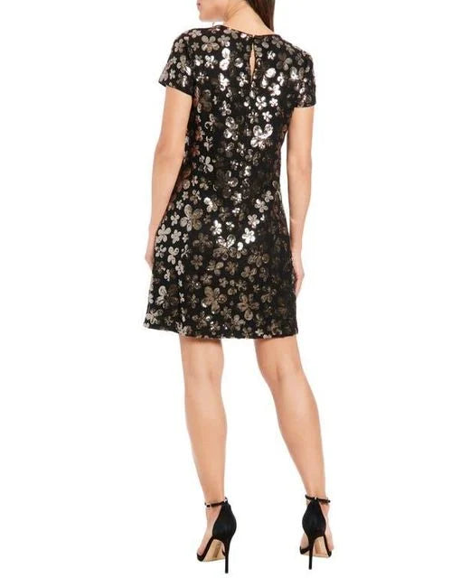 Short Sleeve T-Shirt Dress Black/Gunmetal