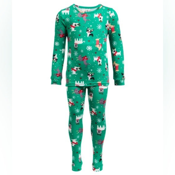 Boys 2-Piece Pajama Sleep Christmas Green