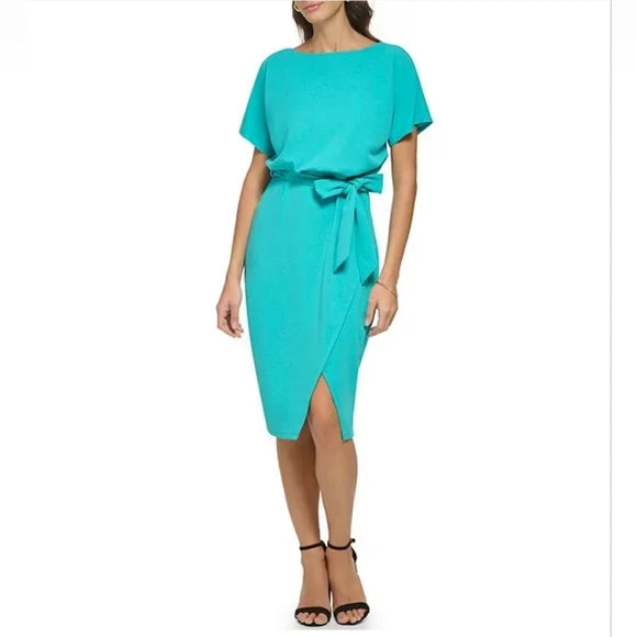 Faux Wrap Blouson Dress Spearmint - Kensie