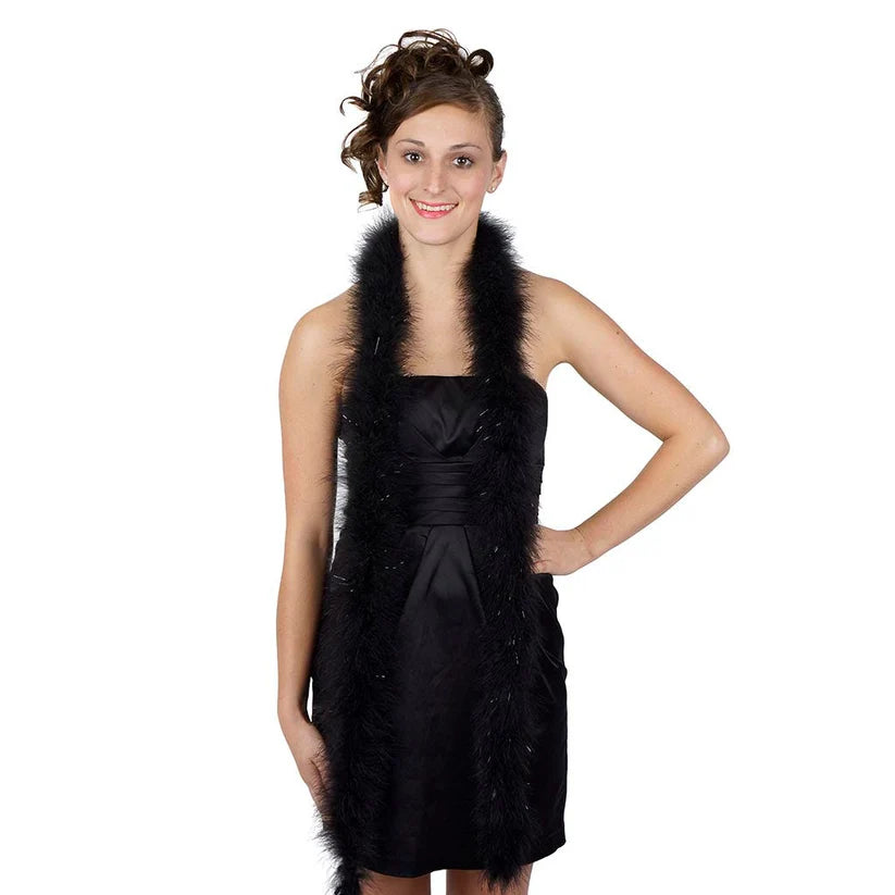 Marabou Boa with Lurex - Mediumweight - Black/Black Lurex