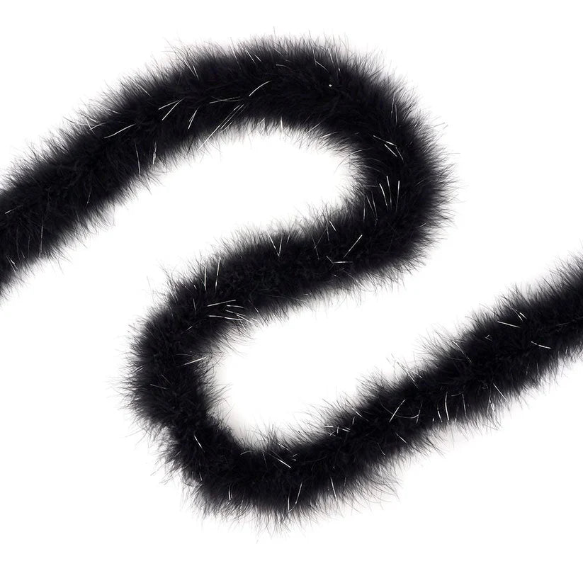 Marabou Boa with Lurex - Mediumweight - Black/Silver Lurex