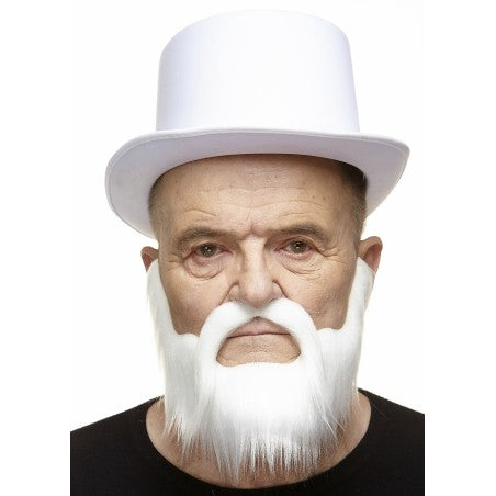 Mustache and beard, White