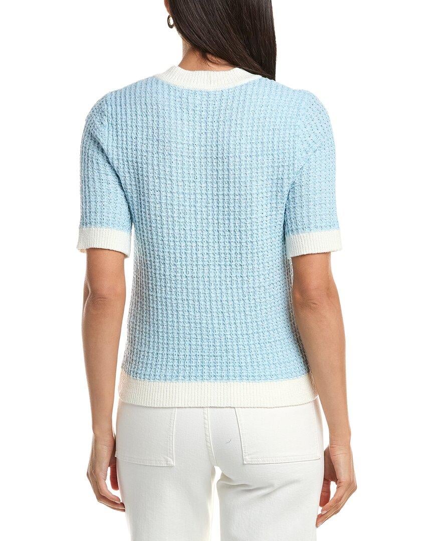 Contrast Trim Short Sleeve Sweater Blue/White- Nanette Lepore