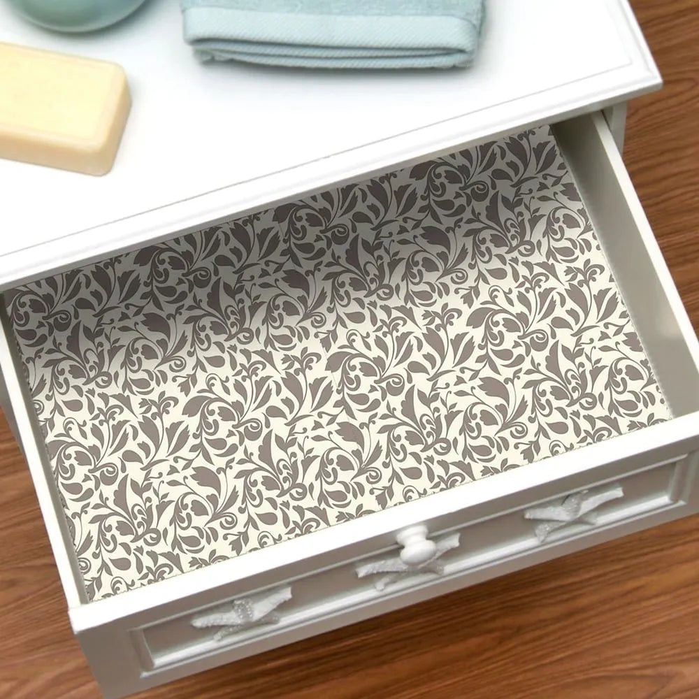 Grip Liner, Printed, Provence Gray, White 12 in x 10ft