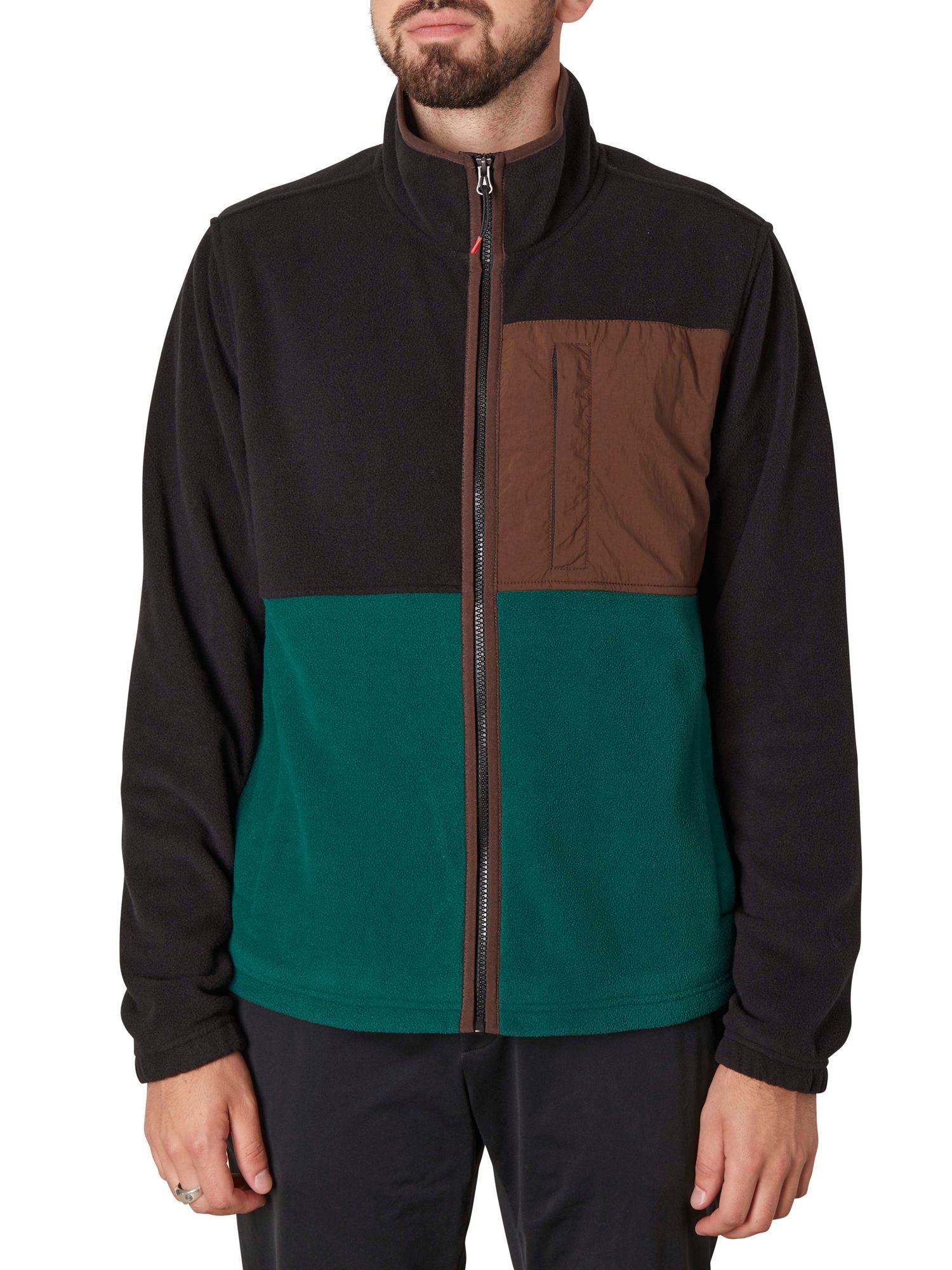 Micro Fleece Colorblock Denali Jacket Black / Spruce