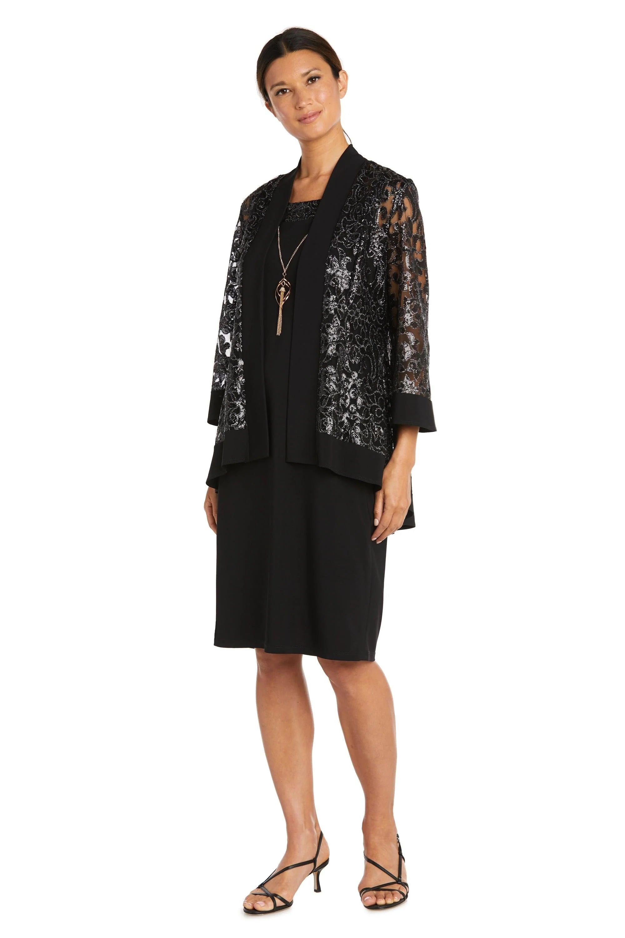 Two Piece Short Jacket Dress Black - RM Richards