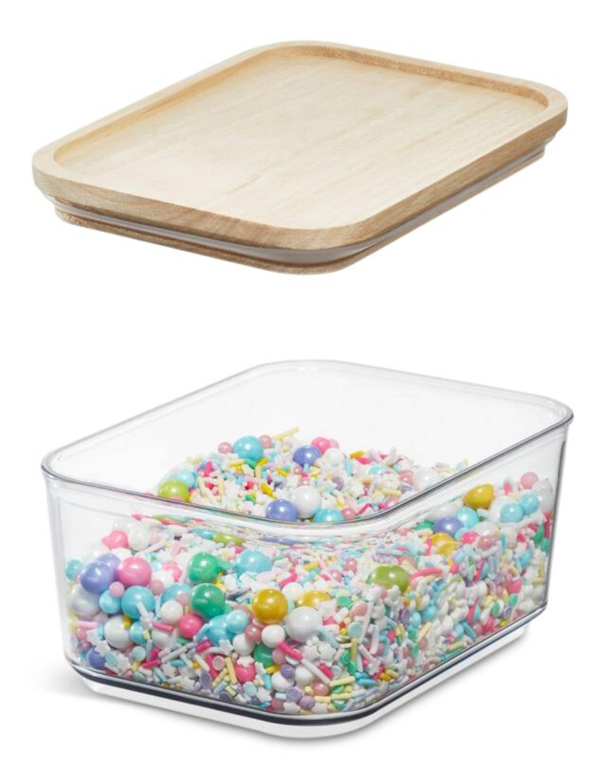 Canister with/wood lid 3.5 Cups Clear/Natural