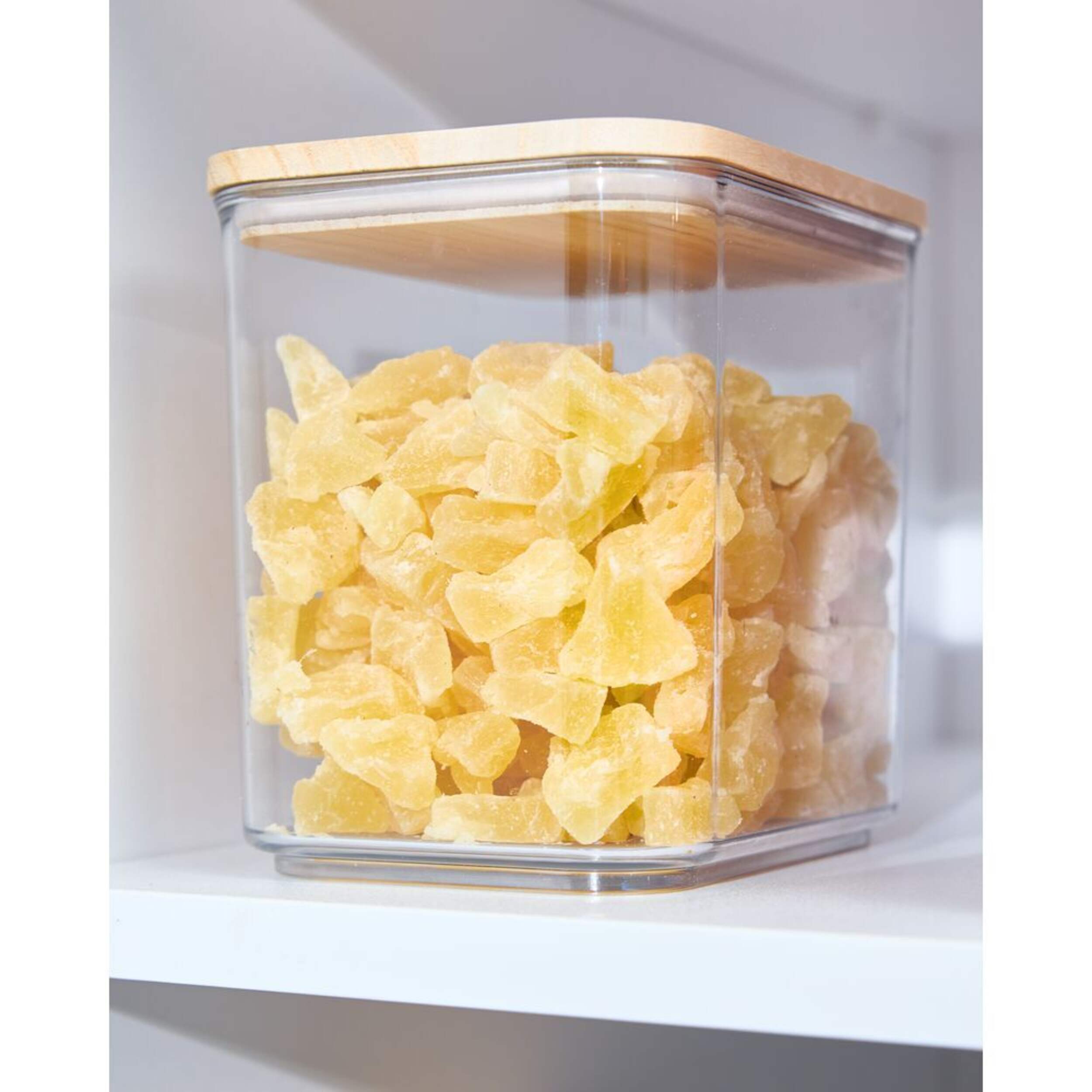 Canister with/wood lid 8.4 Cups Clear/Natural