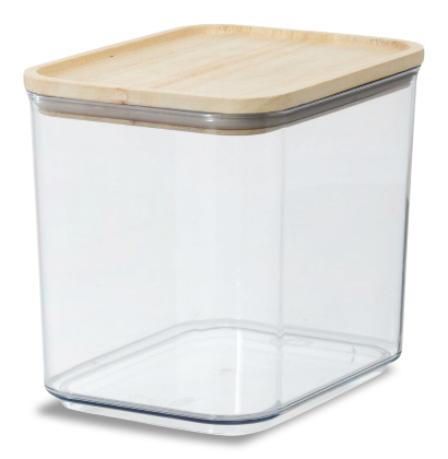 Canister with/wood lid 8.4 Cups Clear/Natural