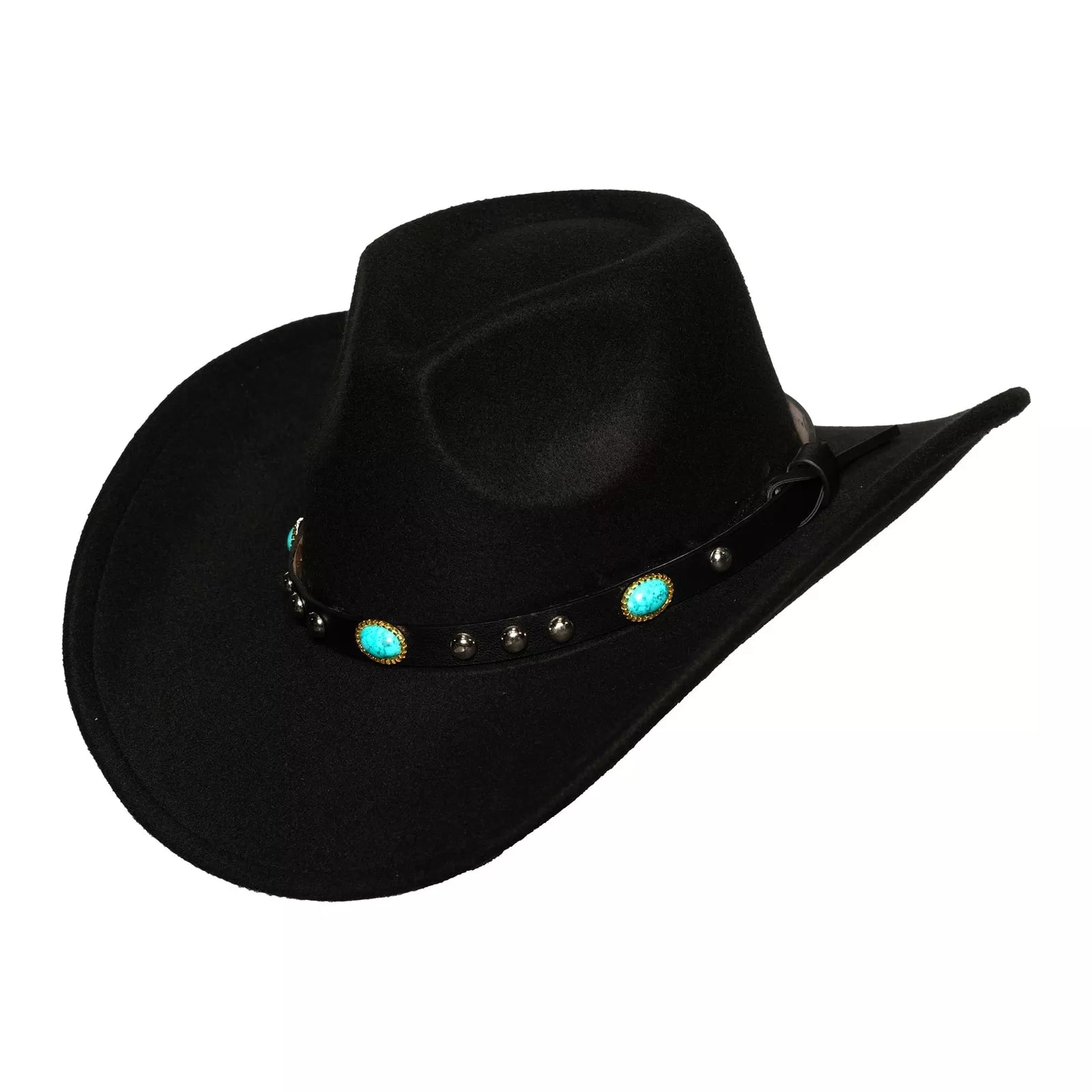 Cowboy Hat With Turquoise Oval Gem Band