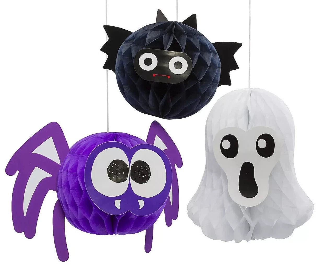 Piece Honeycomb Paper Hanging Indoor Halloween Decorations Bat, Ghost and Spider