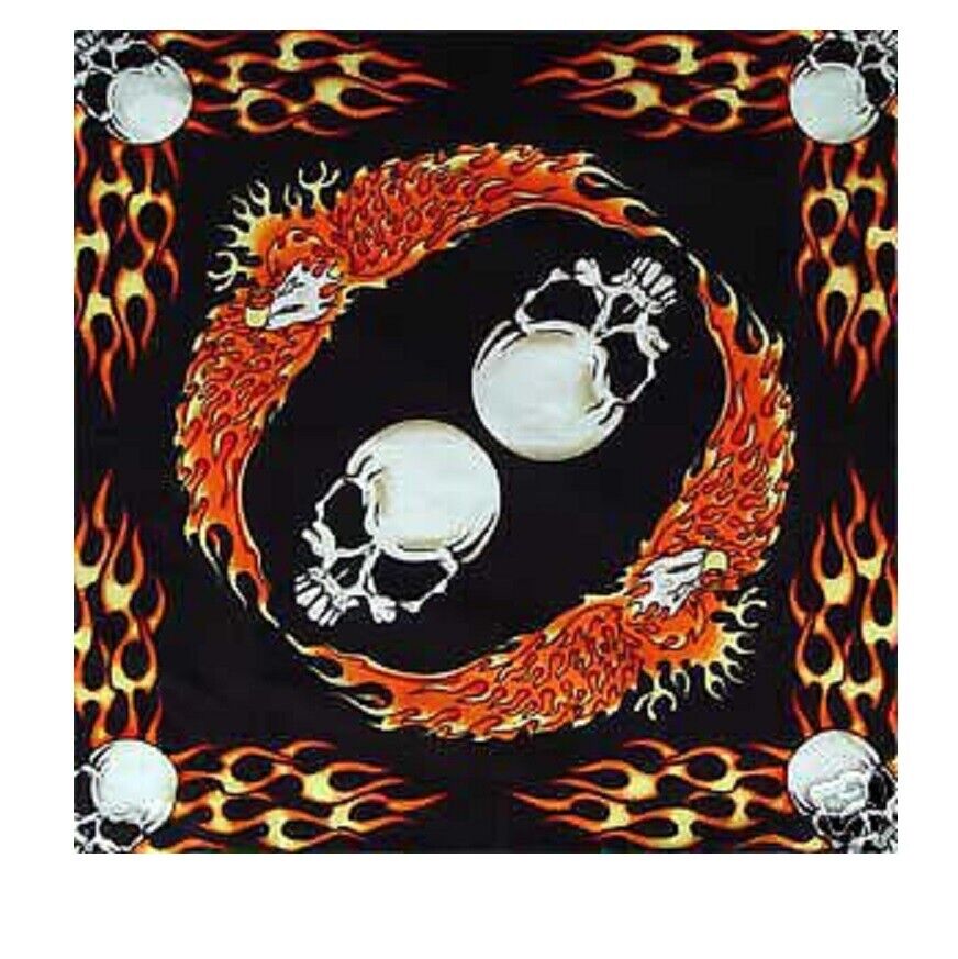 Skulls with Flames Bandana