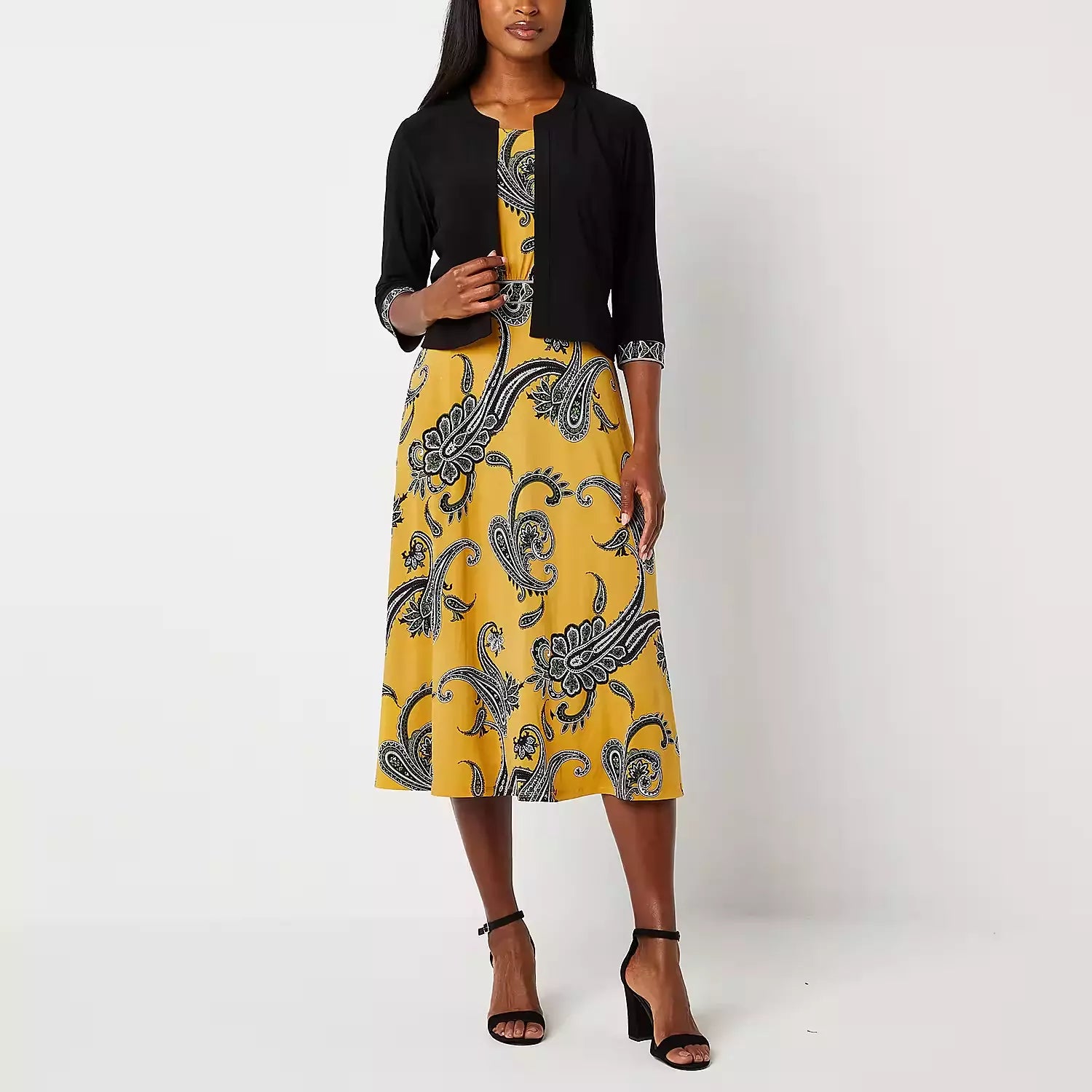 2PC Jacket Dress Black Yellow - Studio 1