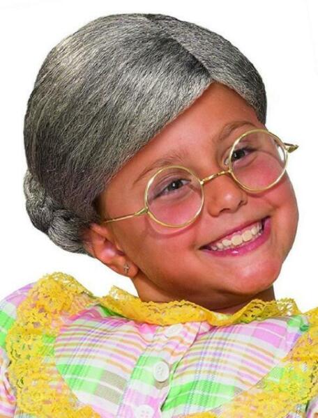 Kids Old Lady With Bun Costume Accessory Set