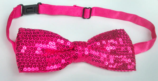 Neon Sequin Bowtie Pink