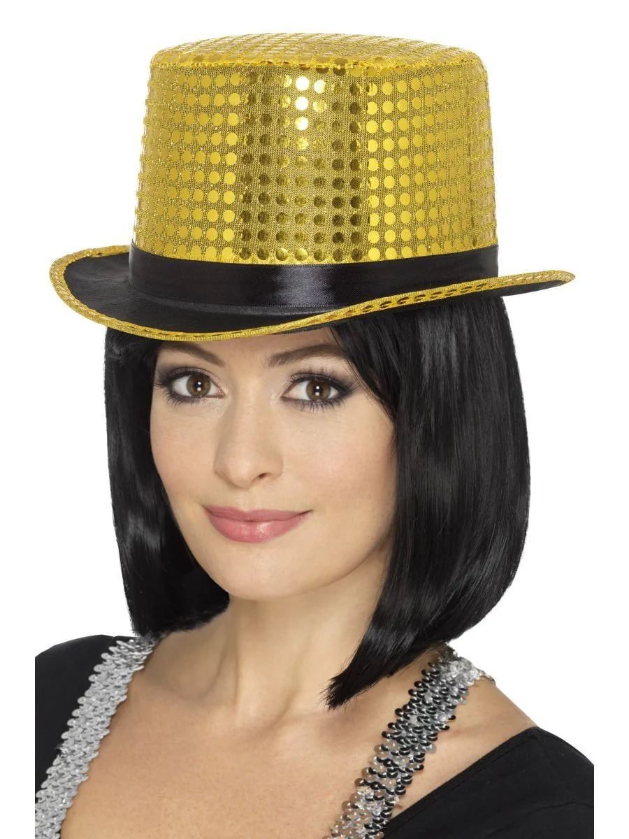 Sequin Top Hat, Gold