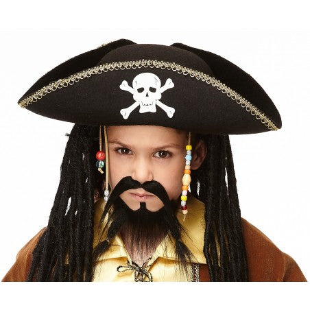 Pirate mustache and beard for Kids, black