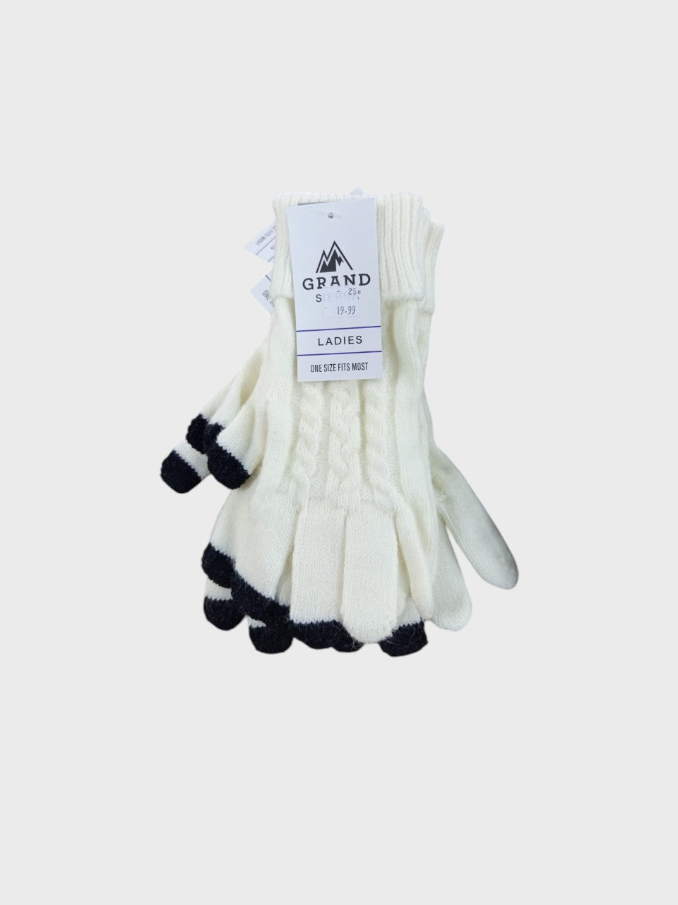 Ladies Cable Knit Stretch Glove New Touchscreen-White