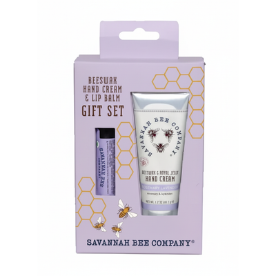 Set de regalo de crema de manos y bálsamo labial - Romero y Lavanda