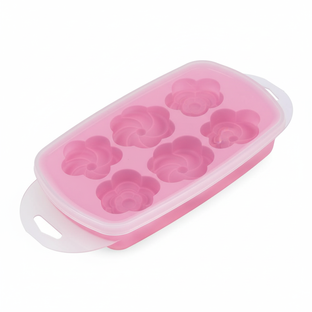 Joie Ice Cube Tray with Lid, Flowers Design