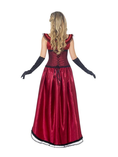 Western Authentic Brothel Babe Costume, Burgundy