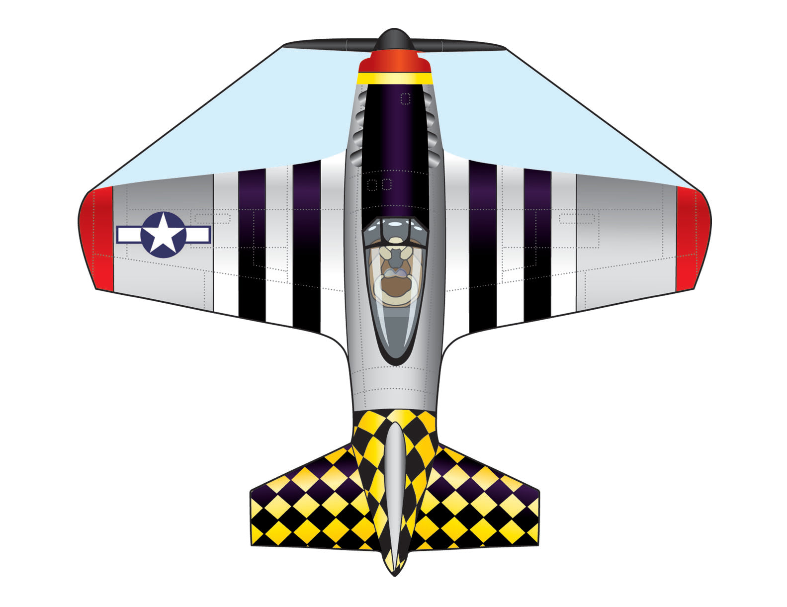 Microkite Kite P-51 Mustang & Apache Copter Mini Kites , 2 Pack