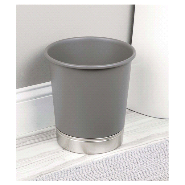 MATTE LIGHT GRAY/BRUSHED NICKEL YORK WASTE CAN