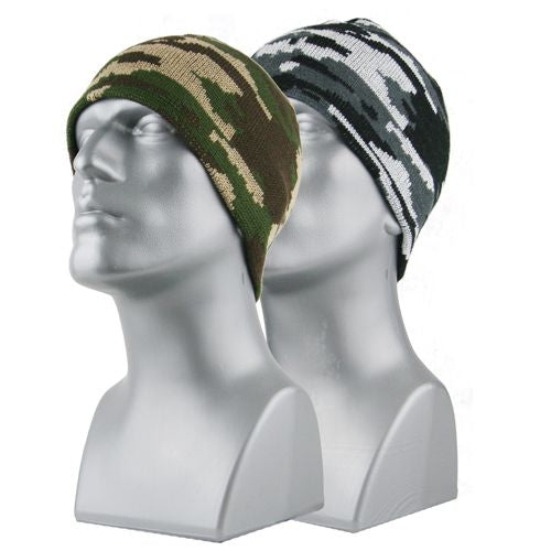 Acrylic Knit Camo Beanie in 2 Colors