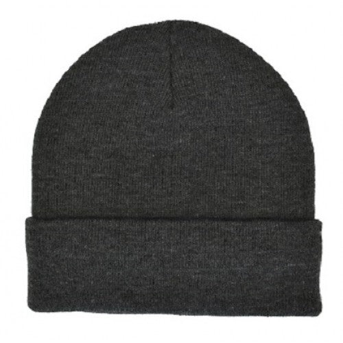 ACRYLIC KNIT SUPER-STRETCH CUFF HAT - GREY
