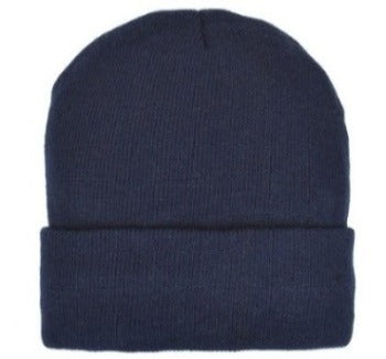 ACRYLIC KNIT SUPER-STRETCH CUFF HAT - NAVY
