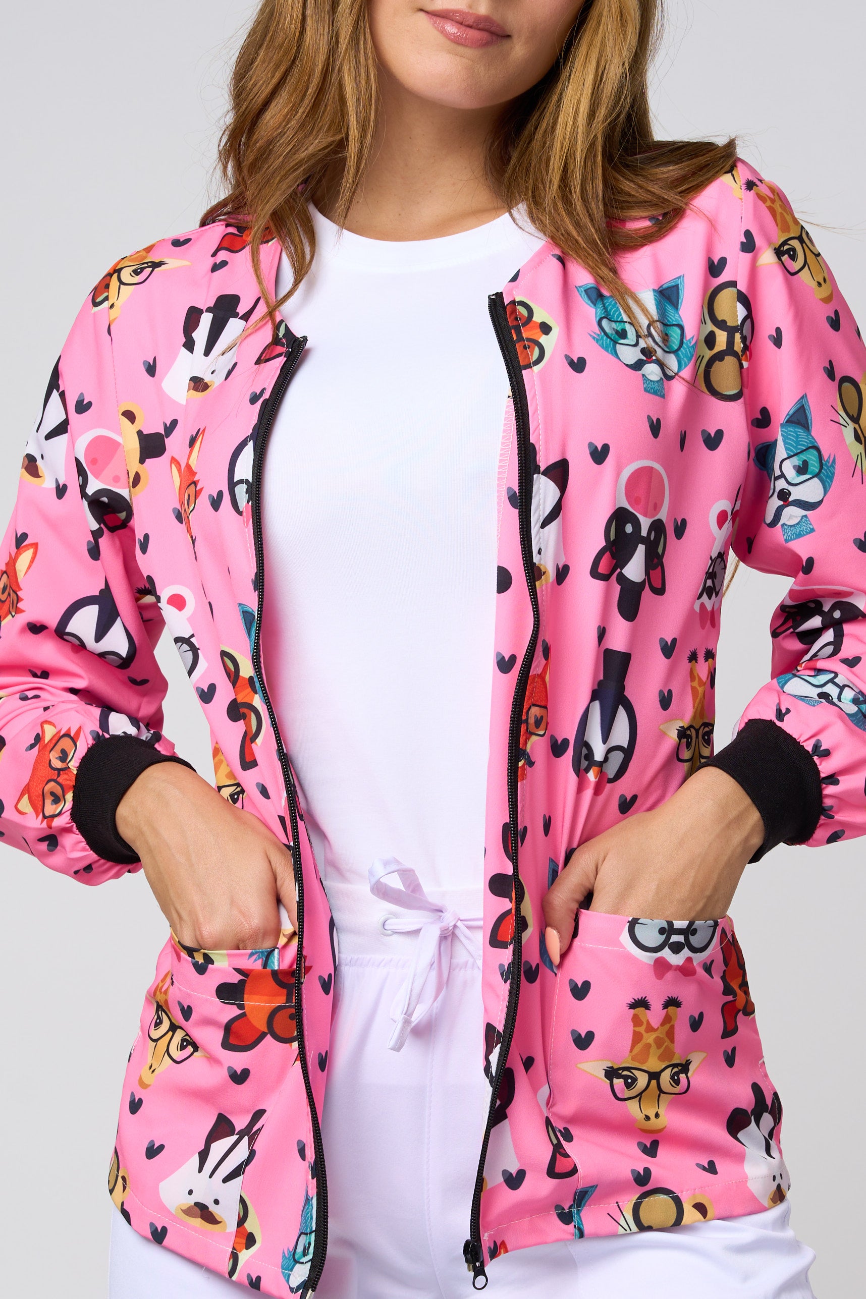 PINK ANIMAL PRINTED JACKETS
