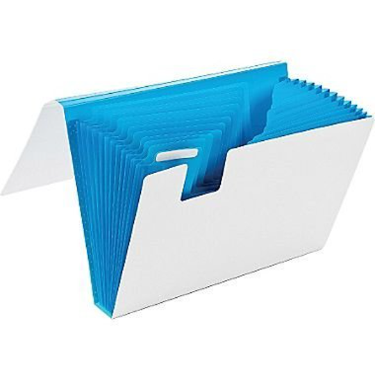 Accordion File White And Blue