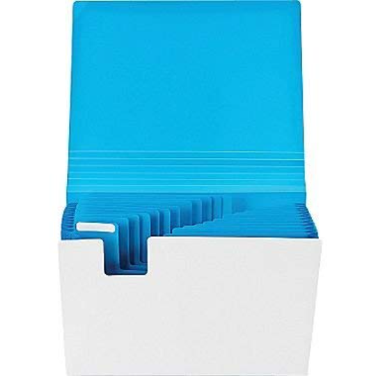 Accordion File White And Blue