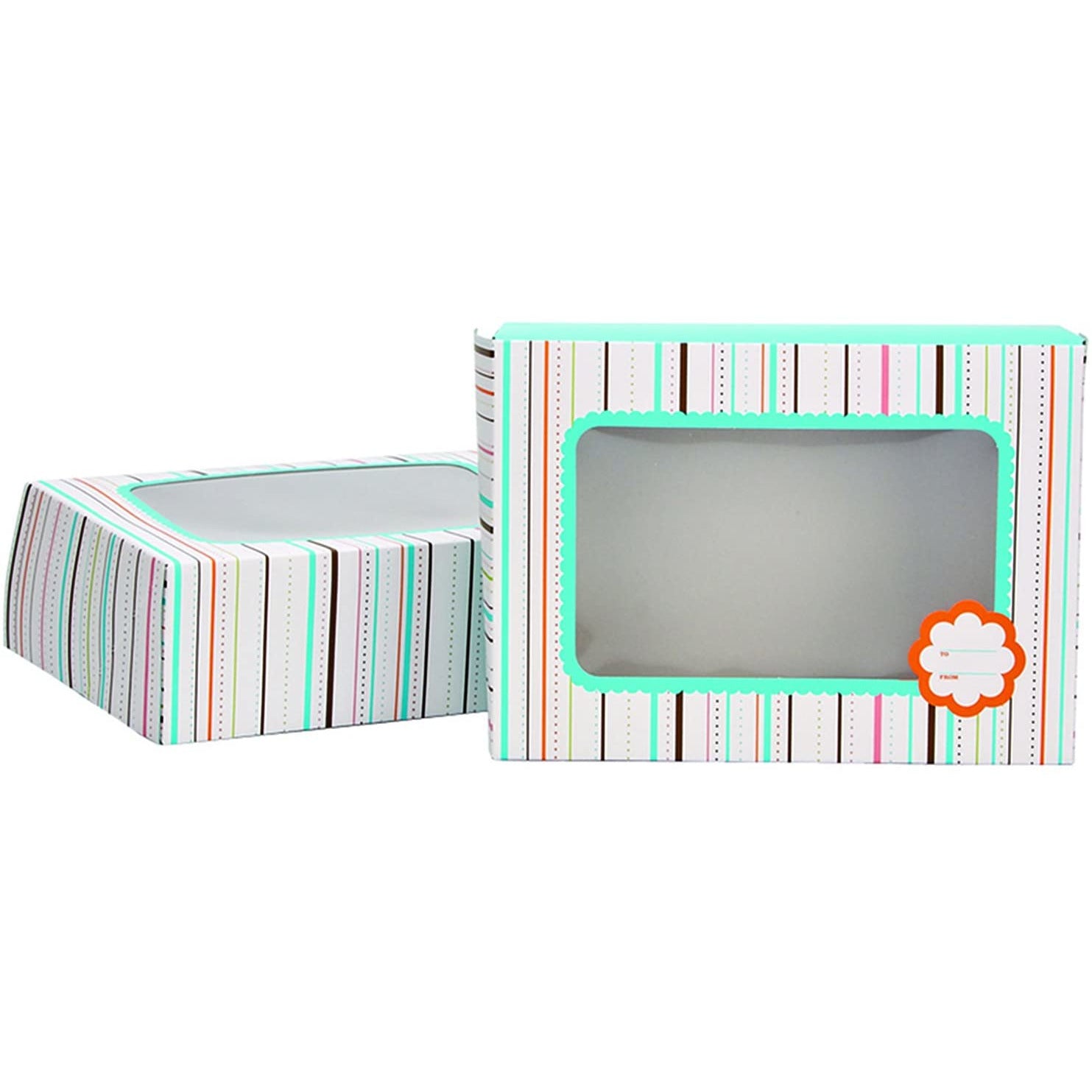 Colorful Stripe Cookie Boxes Large Multi-Color 2-Pack
