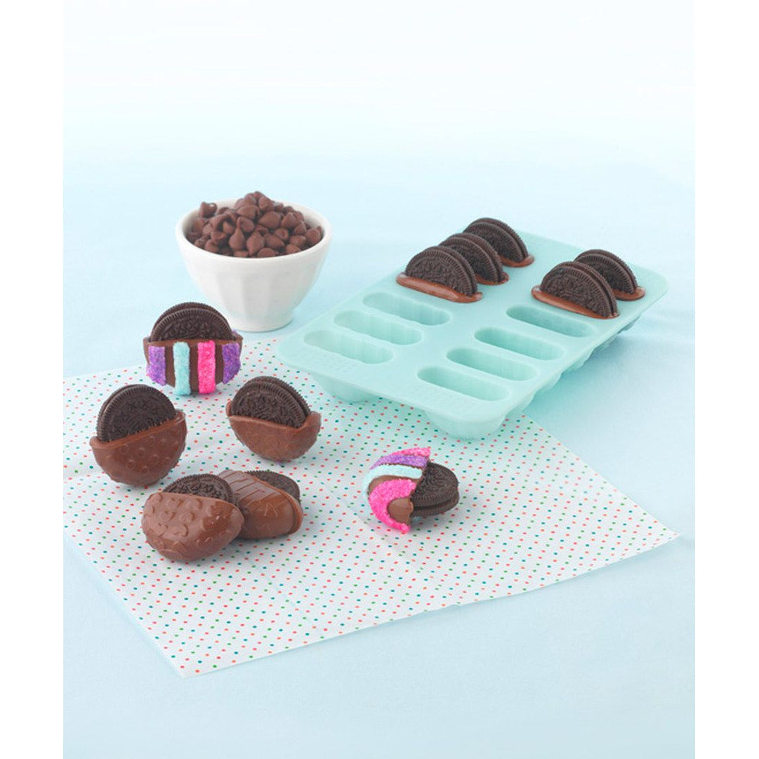 12-Cup Chocolate Covered Cookie Mold 4 Shapes Blue