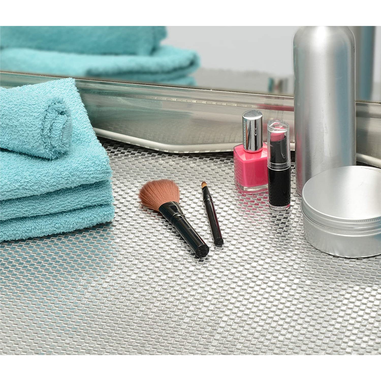Premium Nοn-Adhesive Non-Slip Counter Top, Drawer and Shelf Liner Silver 18in x 4ft