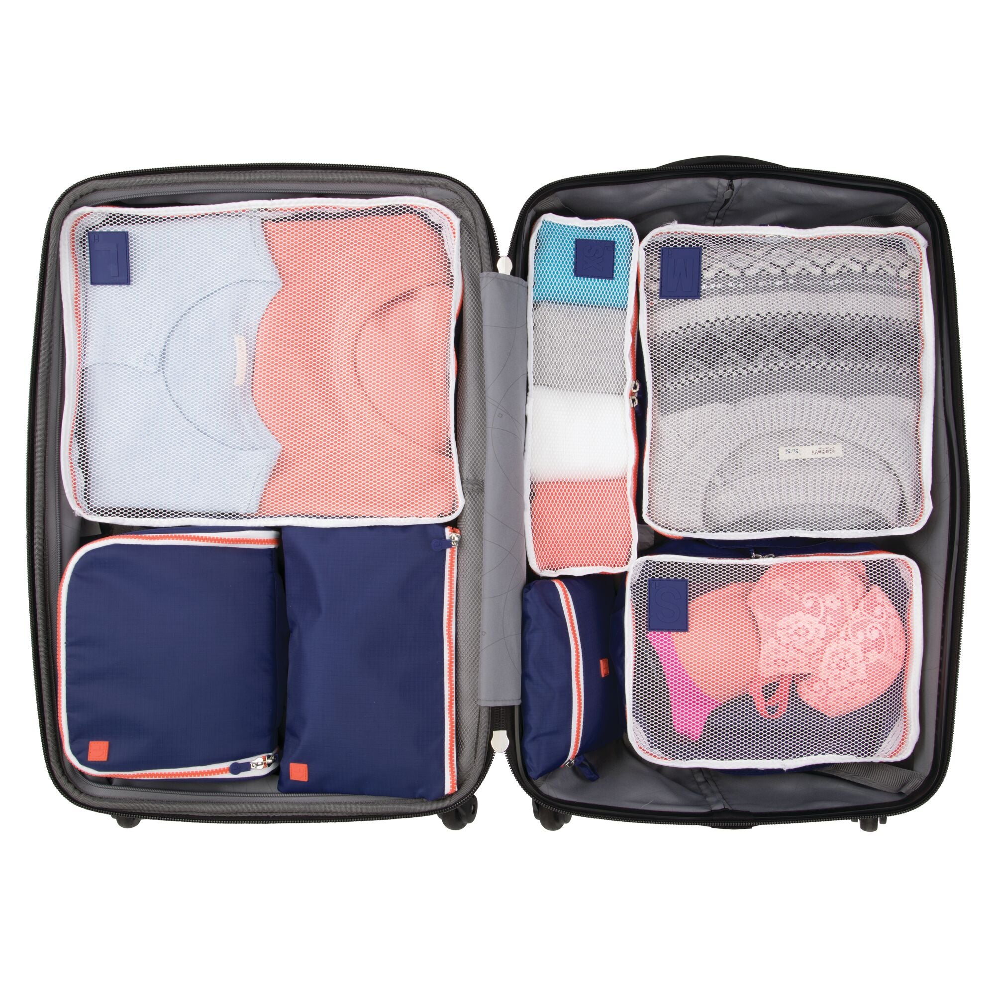 Navy & Orange Packing Cubes Set of 3