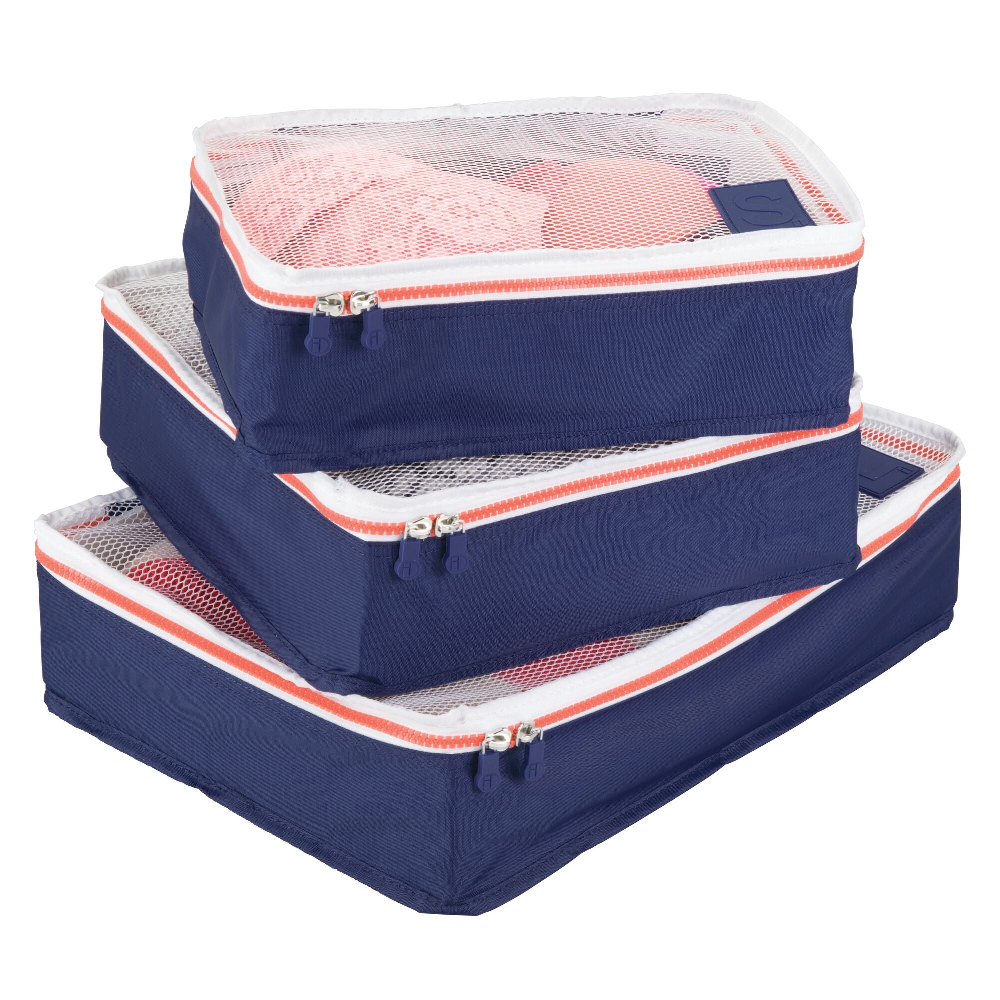 Navy & Orange Packing Cubes Set of 3