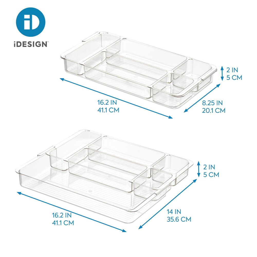 CLEAR LUCI DIVIDED EXPANDABLE TRAY - LARGE