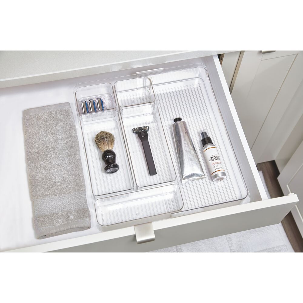 CLEAR LUCI DIVIDED EXPANDABLE TRAY - LARGE