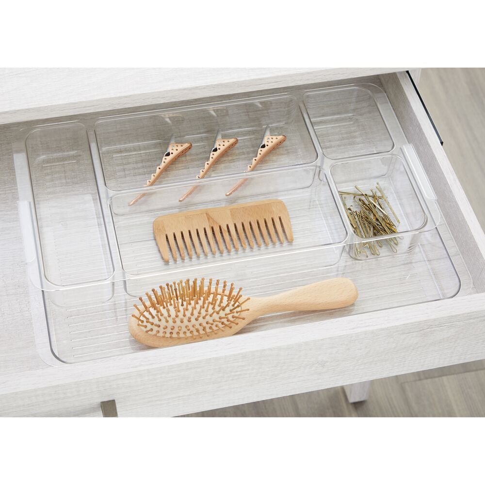 CLEAR LUCI DIVIDED EXPANDABLE TRAY - LARGE