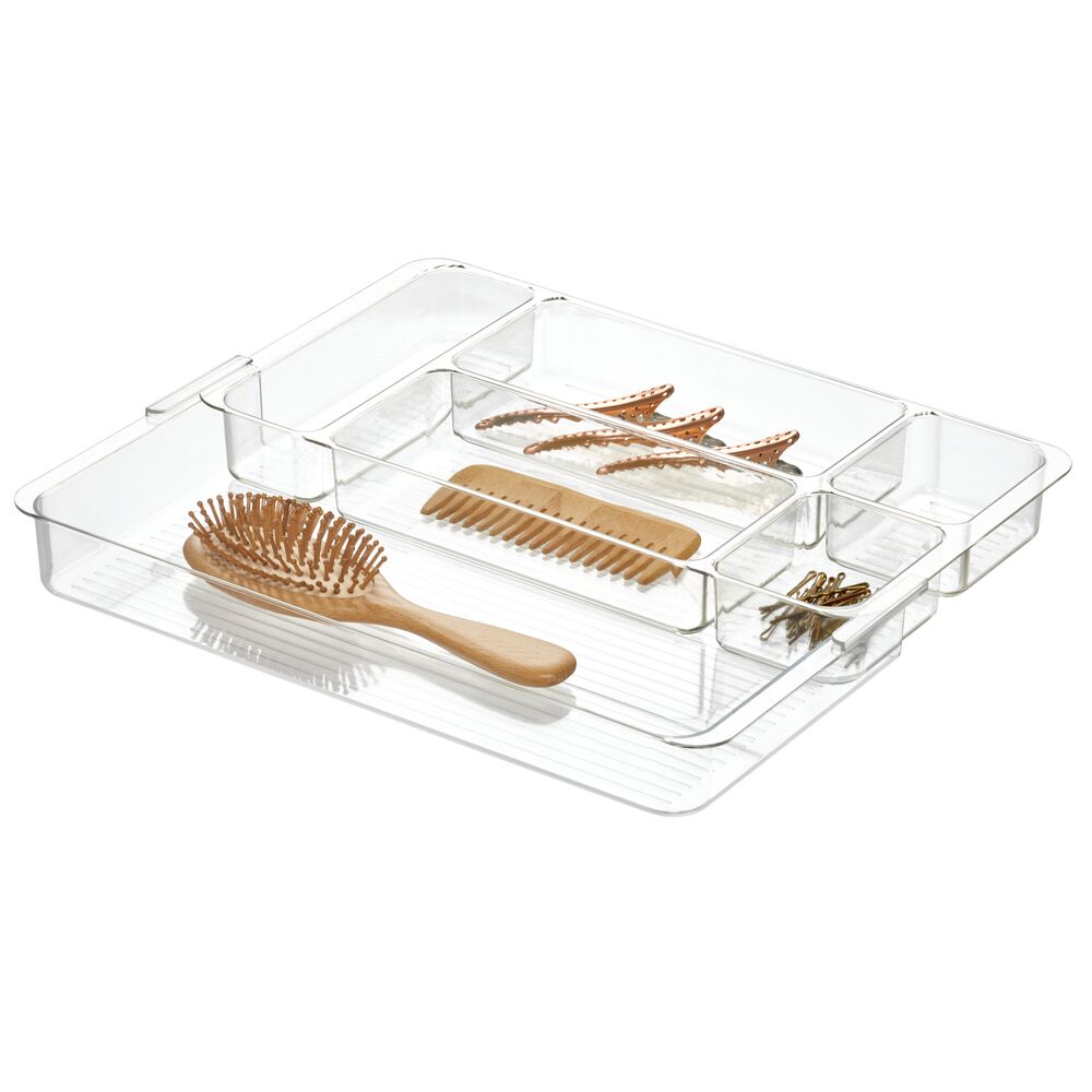 CLEAR LUCI DIVIDED EXPANDABLE TRAY - LARGE