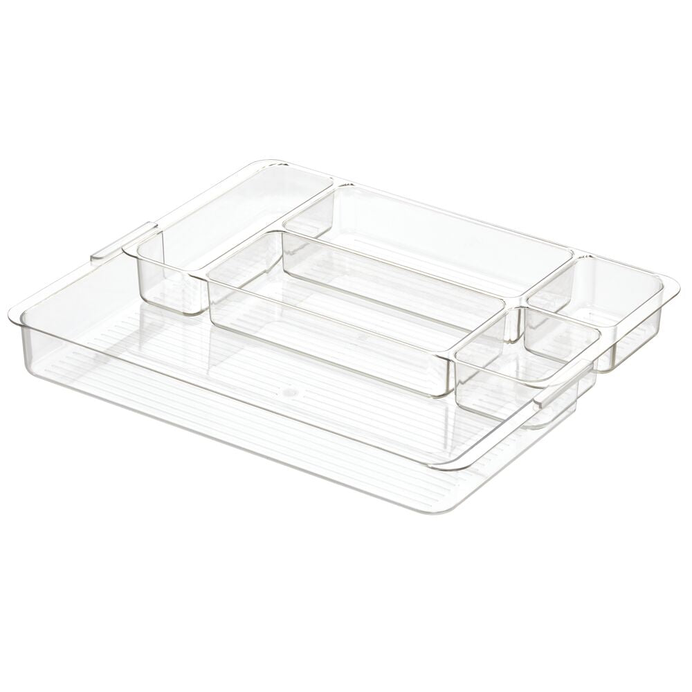 CLEAR LUCI DIVIDED EXPANDABLE TRAY - LARGE