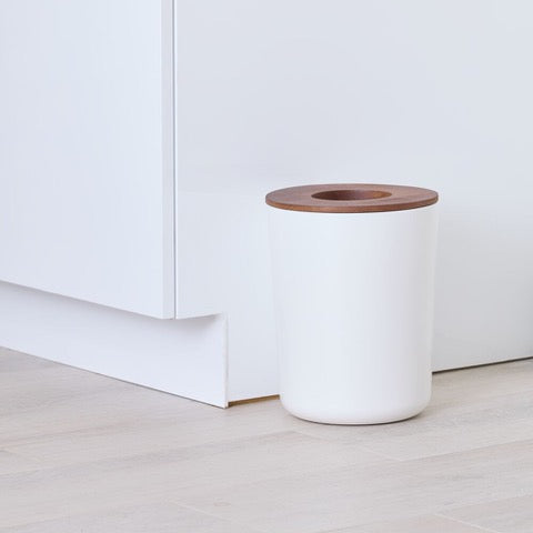 White Can with Paulownia Wood Lid